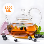 Čajnik od borosilikatnog stakla 1200 ml (pogodan za kuhalo/štednjak)