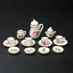 Dollhouse Minijaturni Keramički Set za čaj 1:12 (15kom) - Elegant Zlatna Ruža