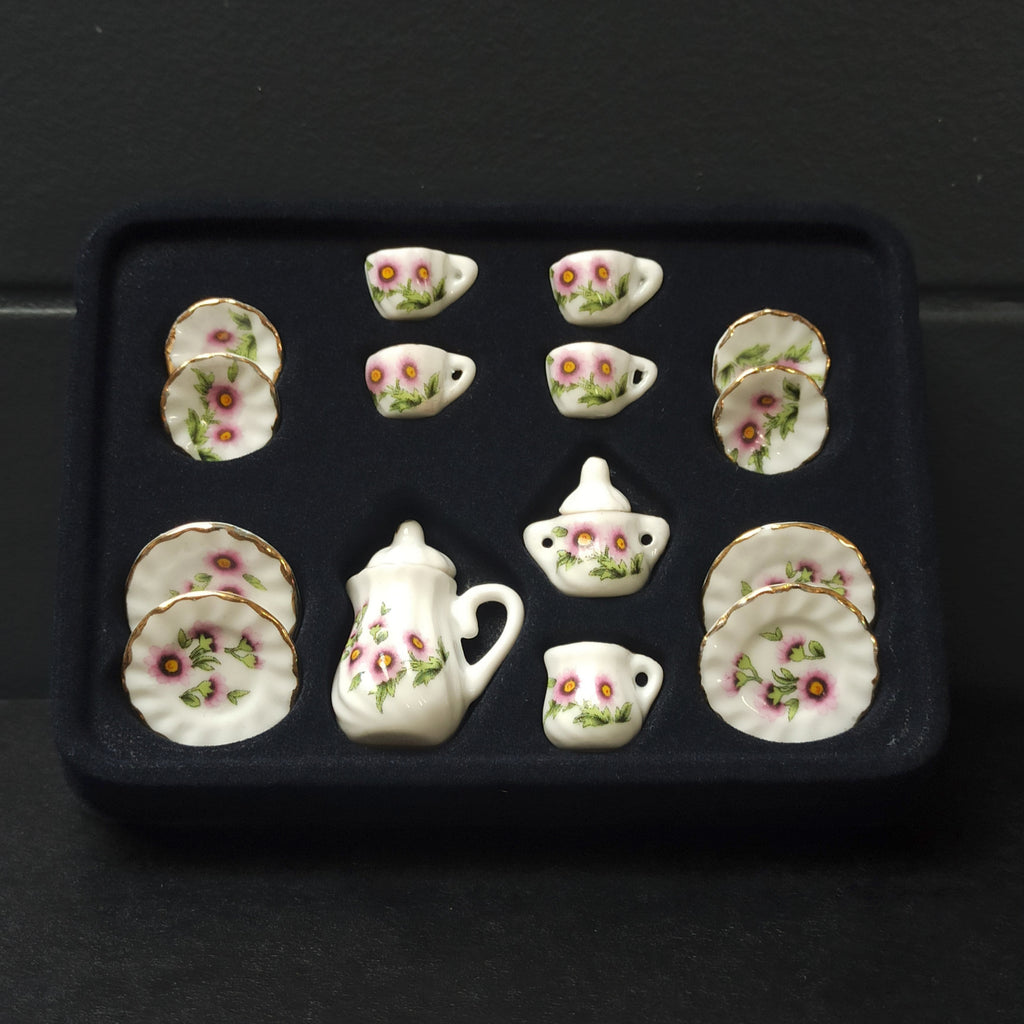 Dollhouse Minijaturni Keramički Set za čaj 1:12 (15kom) - Rozi Gerberi