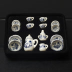 Dollhouse Minijaturni Keramički Set za čaj 1:12 (15kom) - Vintage Livadno Plava