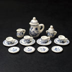 Dollhouse Minijaturni Keramički Set za čaj 1:12 (15kom) - Vintage Livadno Plava